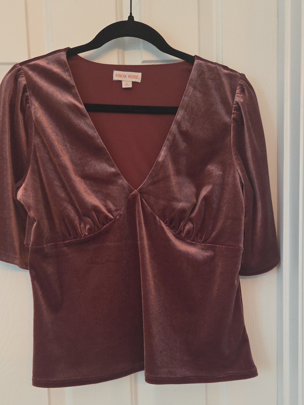 Knox Rose Velvet V-Neck Blouse — Mauve